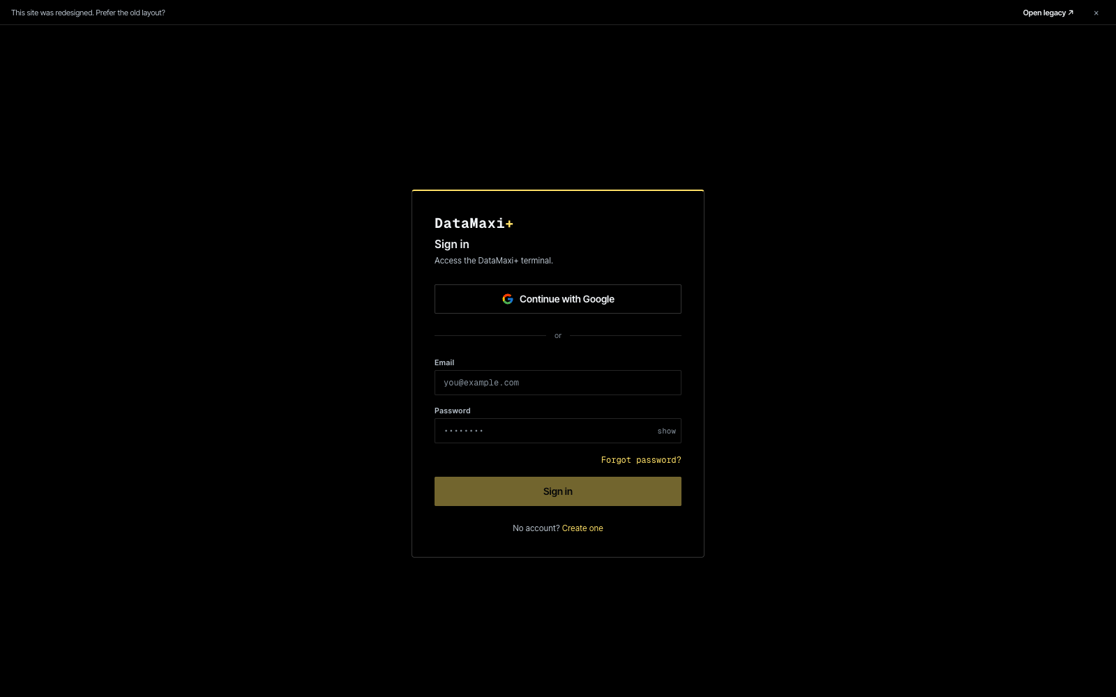 Sign-in screen
